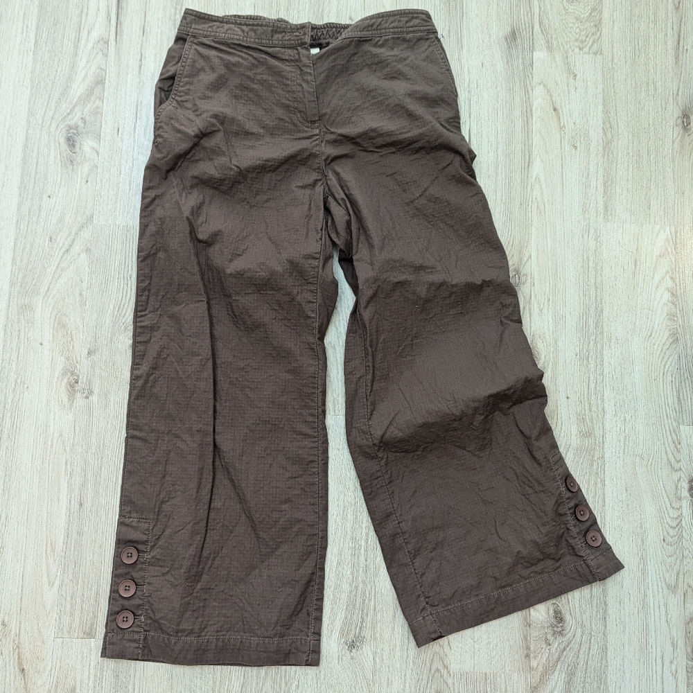 J Jill Chino Pants Size 12 Brown Straight Leg Capri Cotton Pockets